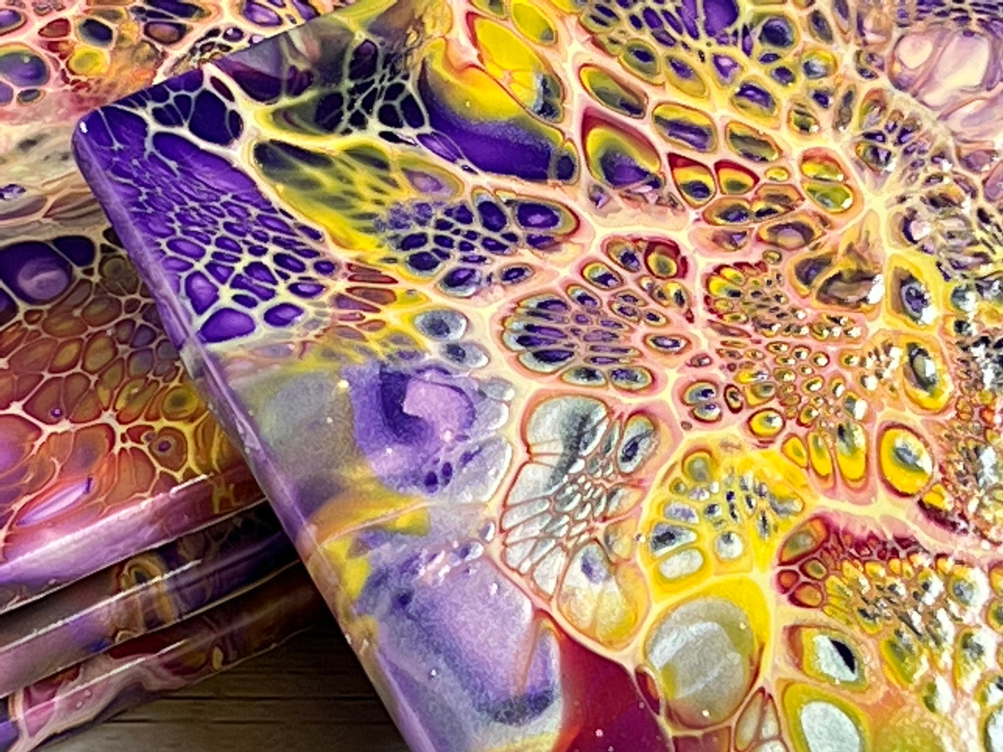 Acrylic Pour Coasters | Set of 4