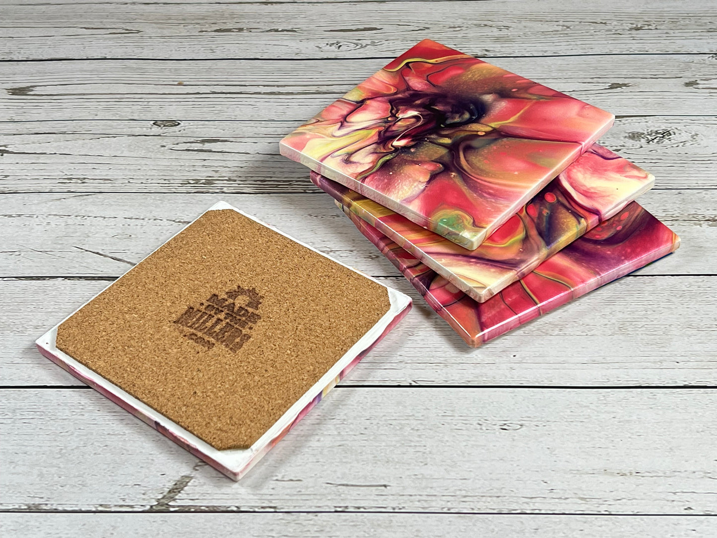 Acrylic Pour Coasters | Set of 4