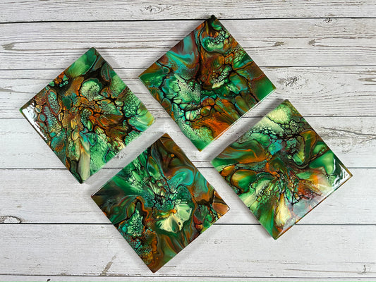 Acrylic Pour Coasters | Set of 4