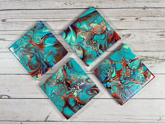 Acrylic Pour Coasters | Set of 4