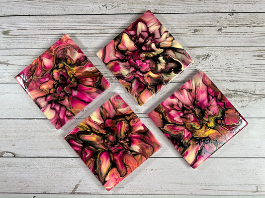 Acrylic Pour Coasters | Set of 4
