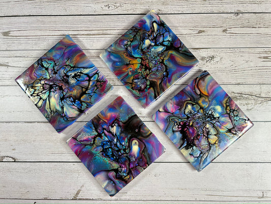 Acrylic Pour Coasters | Set of 4
