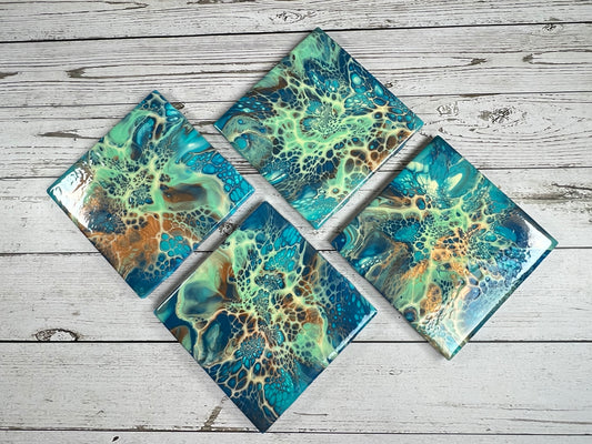 Acrylic Pour Coasters | Set of 4