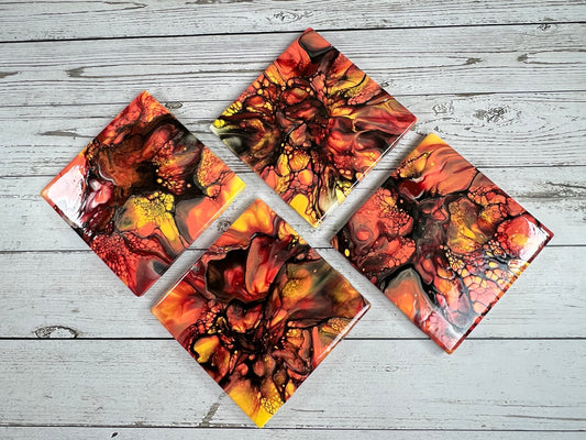 Acrylic Pour Coasters | Set of 4
