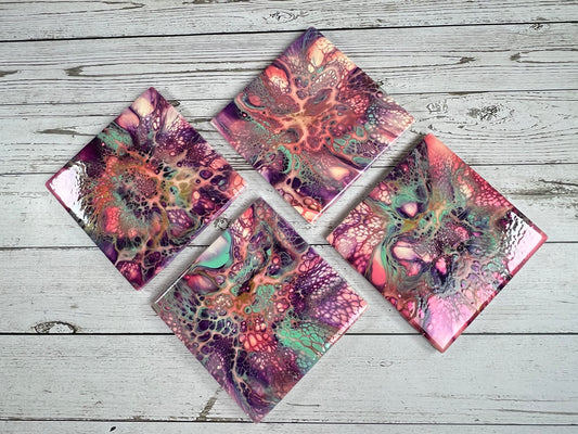 Acrylic Pour Coasters | Set of 4