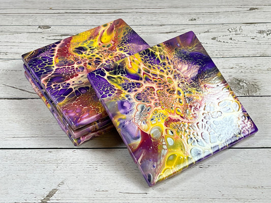 Acrylic Pour Coasters | Set of 4