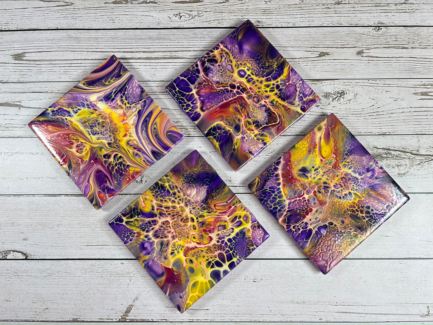 Acrylic Pour Coasters | Set of 4