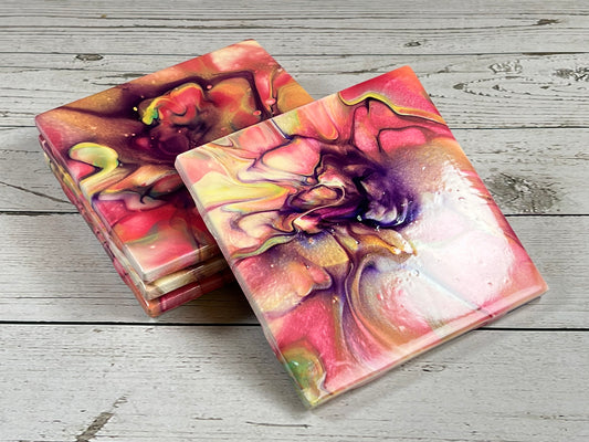 Acrylic Pour Coasters | Set of 4