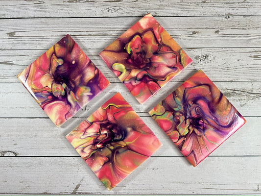 Acrylic Pour Coasters | Set of 4
