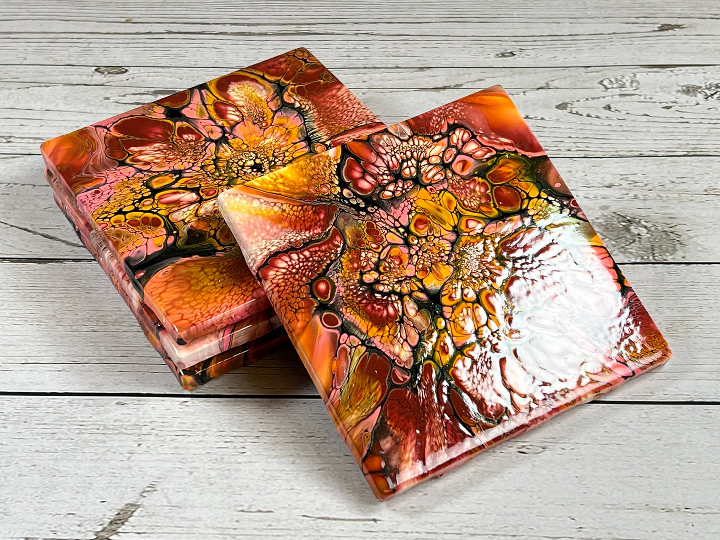 Acrylic Pour Coasters | Set of 4