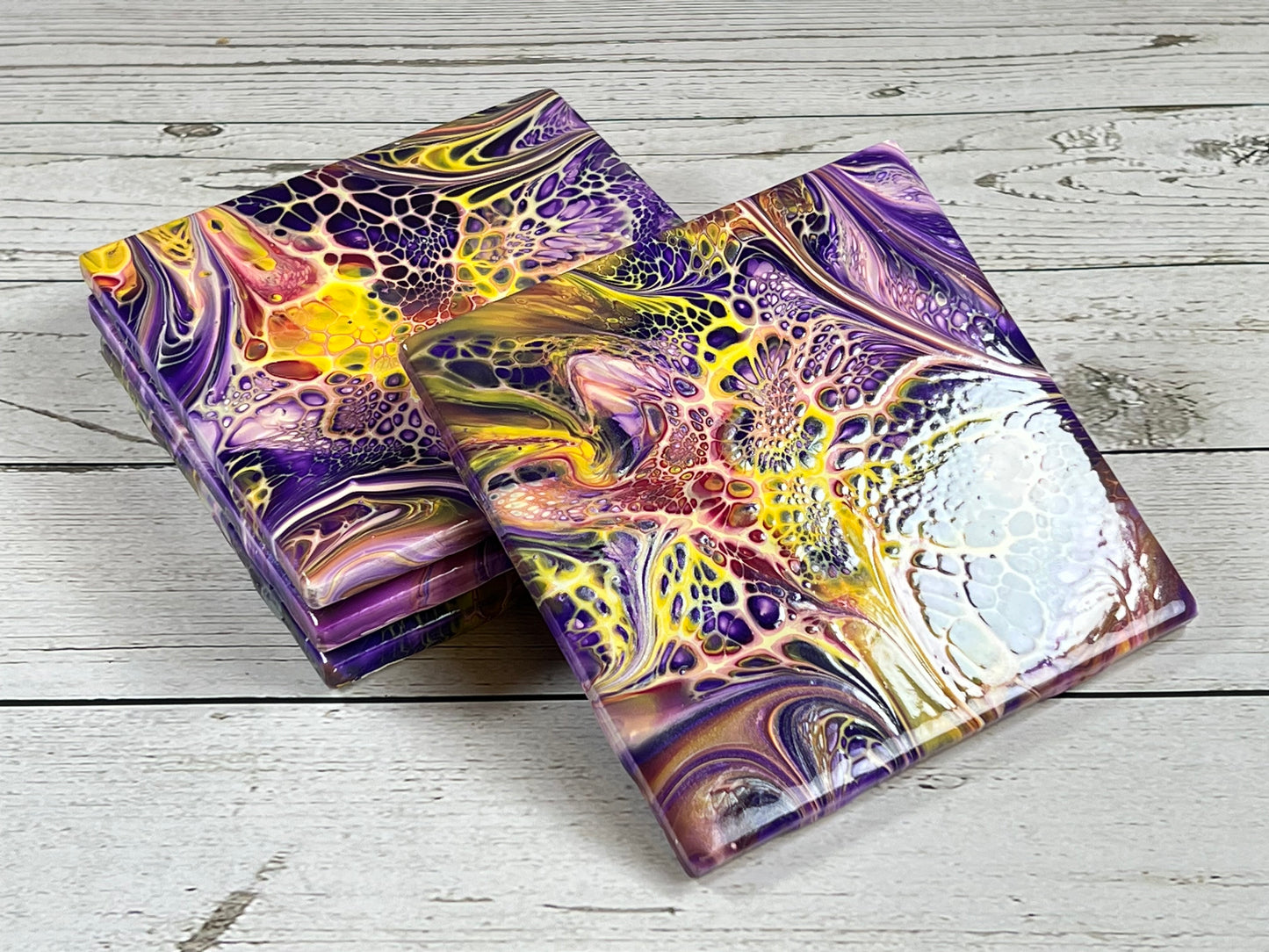 Acrylic Pour Coasters | Set of 4