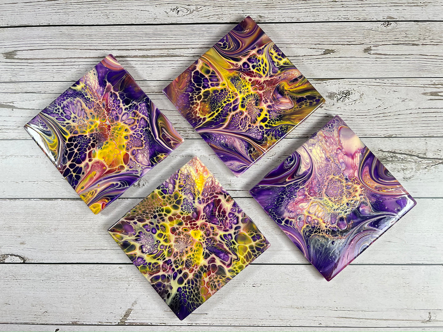 Acrylic Pour Coasters | Set of 4