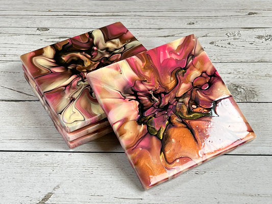 Acrylic Pour Coasters | Set of 4