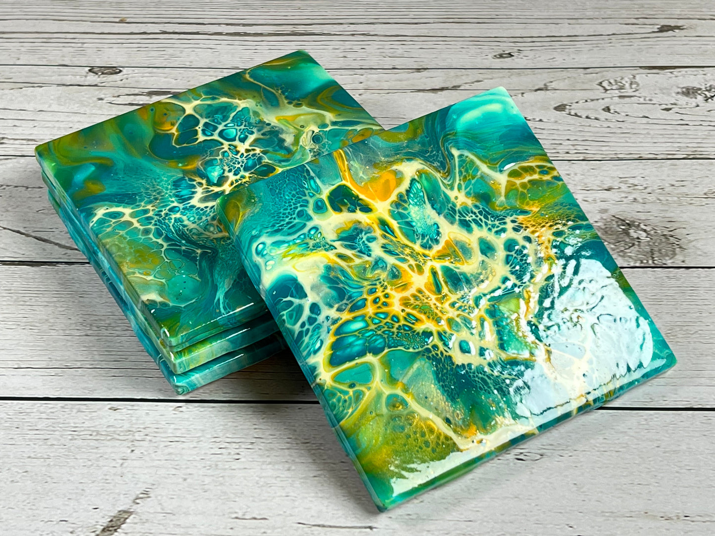 Acrylic Pour Coasters | Set of 4