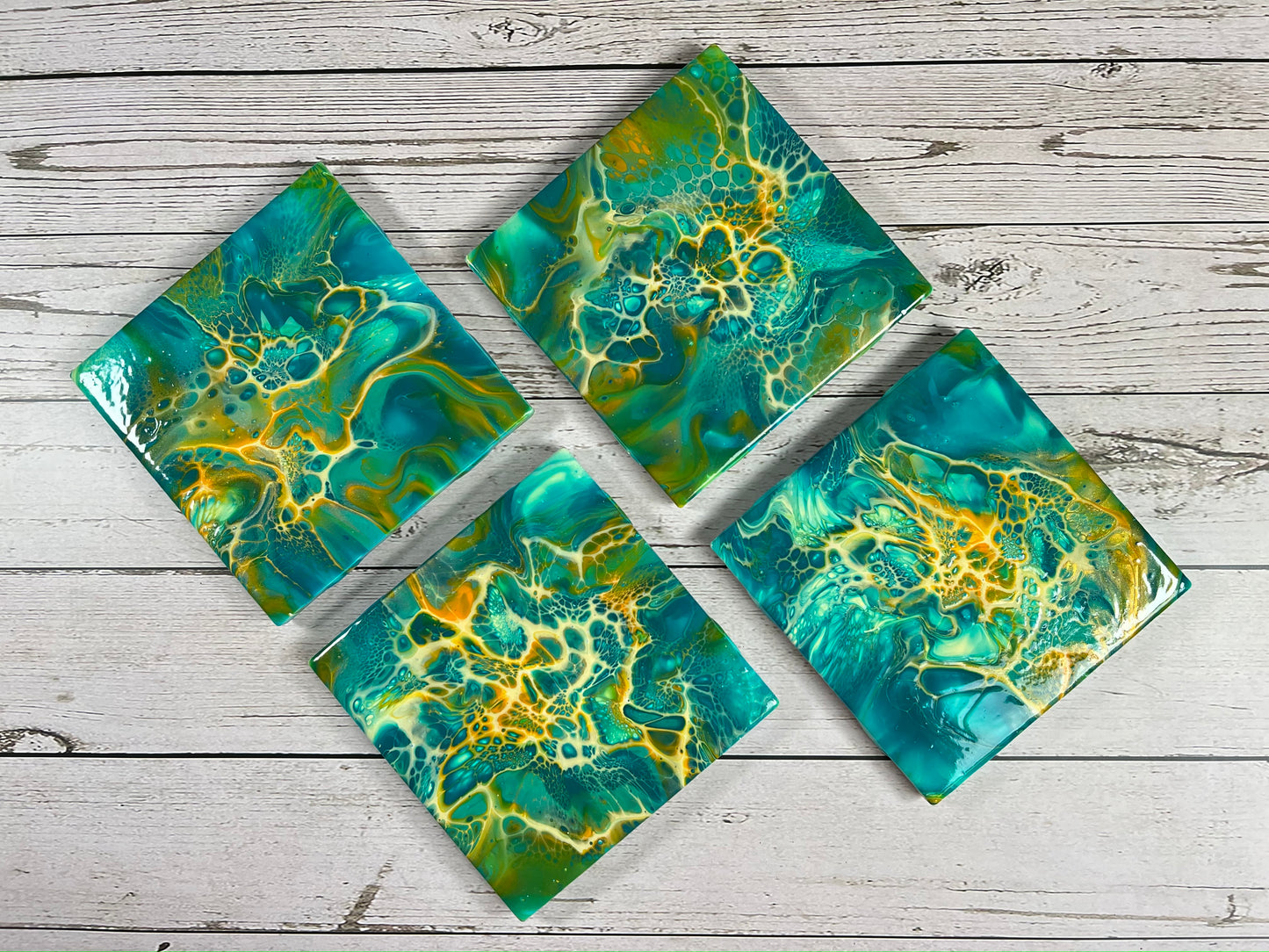 Acrylic Pour Coasters | Set of 4