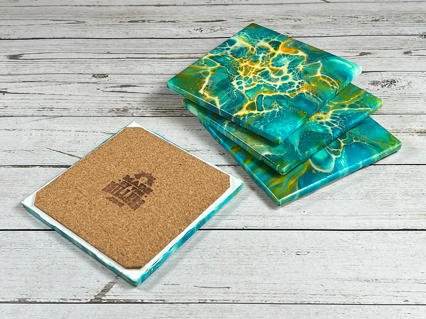 Acrylic Pour Coasters | Set of 4