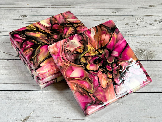 Acrylic Pour Coasters | Set of 4