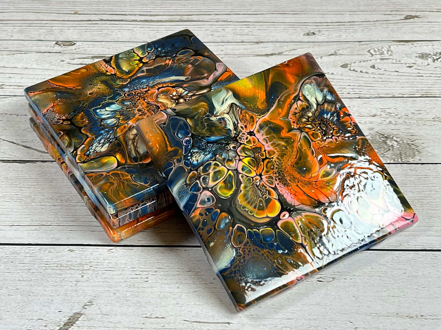 Acrylic Pour Coasters | Set of 4