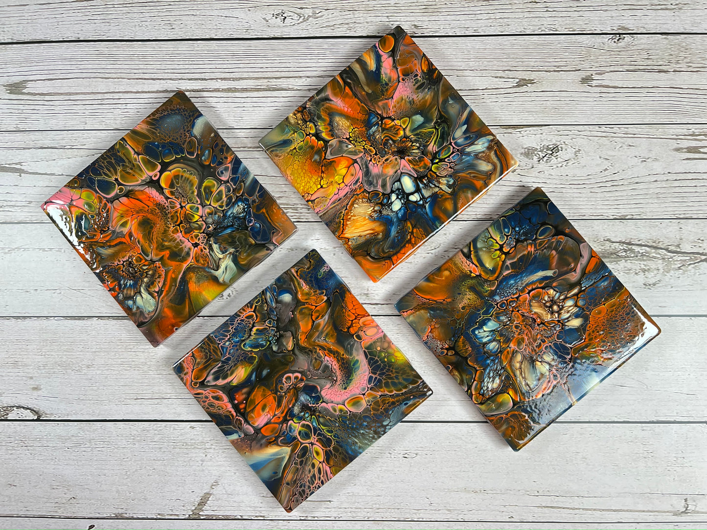 Acrylic Pour Coasters | Set of 4