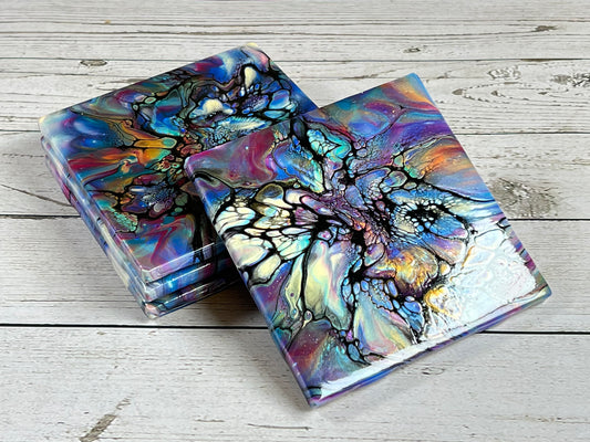 Acrylic Pour Coasters | Set of 4