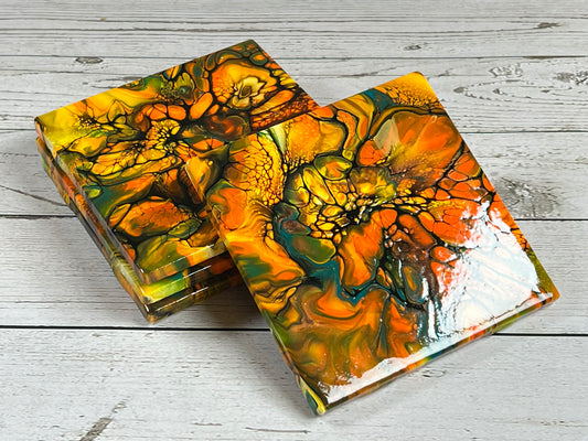 Acrylic Pour Coasters | Set of 4