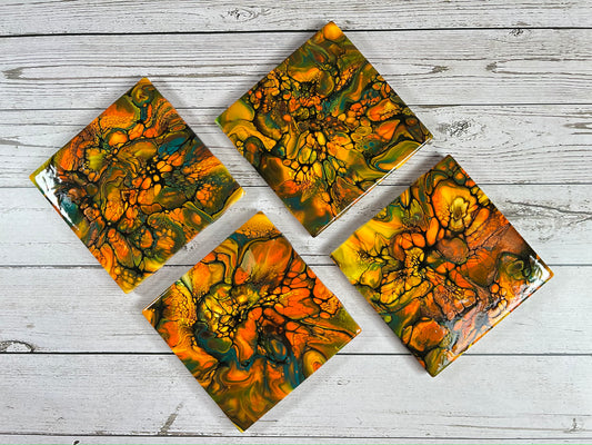Acrylic Pour Coasters | Set of 4