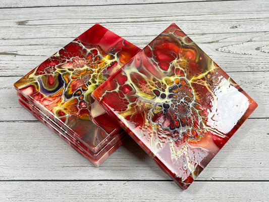 Acrylic Pour Coasters | Set of 4