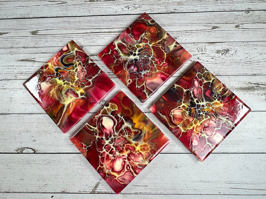 Acrylic Pour Coasters | Set of 4