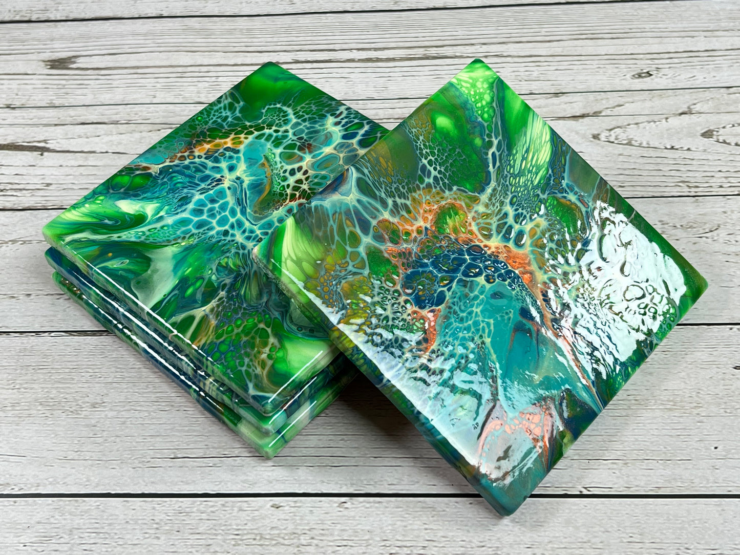 Acrylic Pour Coasters | Set of 4