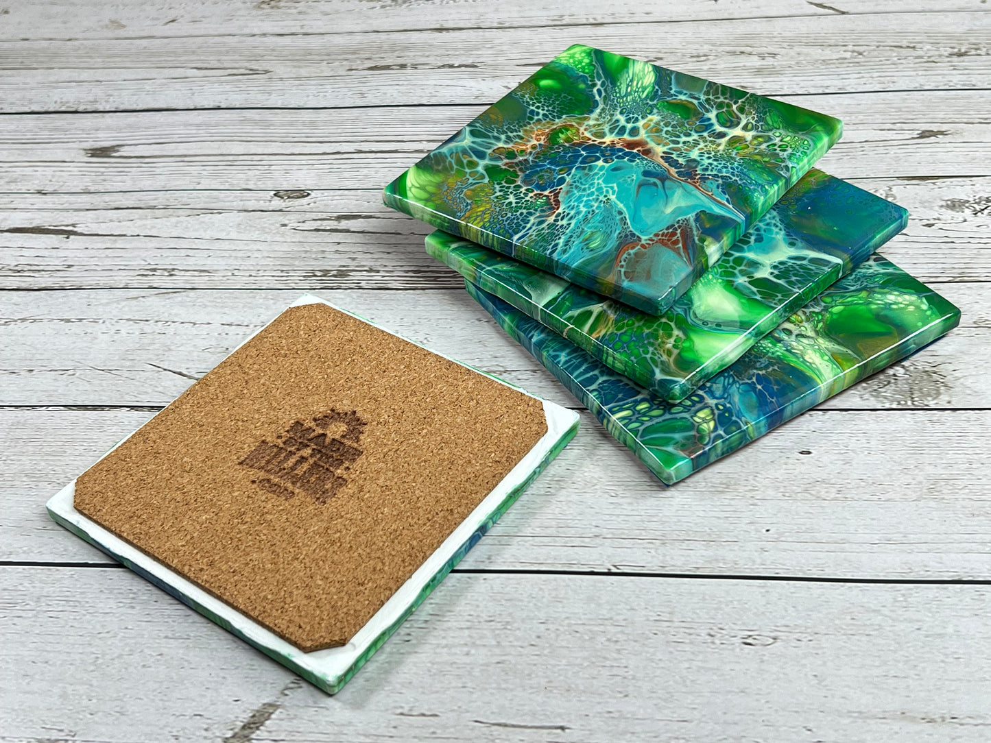 Acrylic Pour Coasters | Set of 4