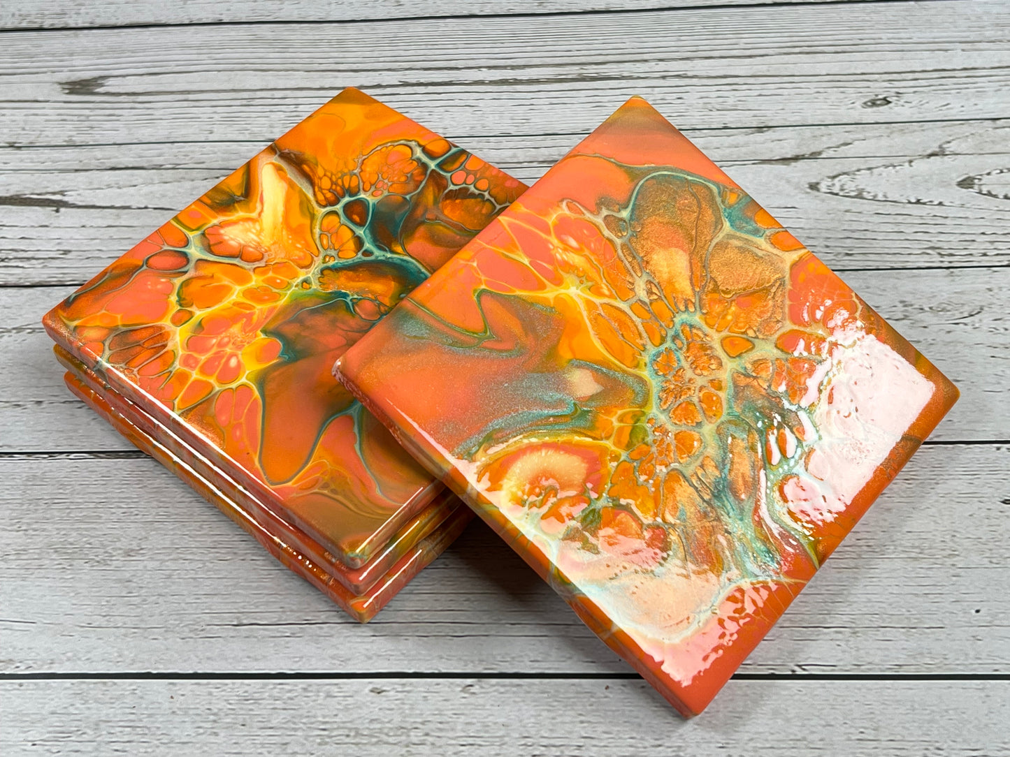 Acrylic Pour Coasters | Set of 4