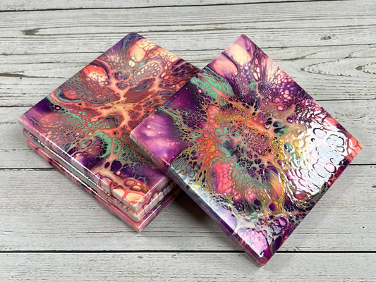 Acrylic Pour Coasters | Set of 4